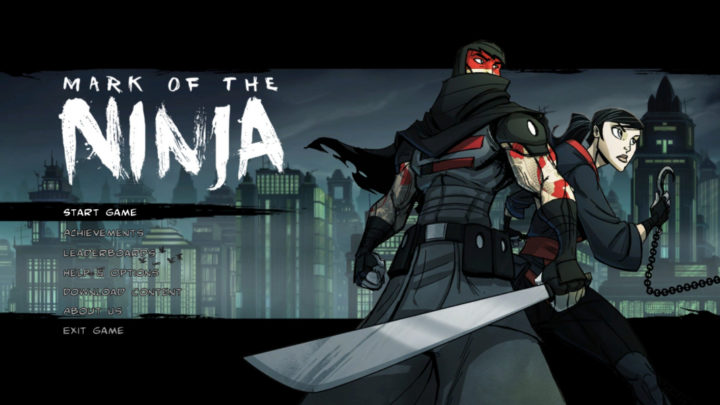 comic-book style art on a start menu screen